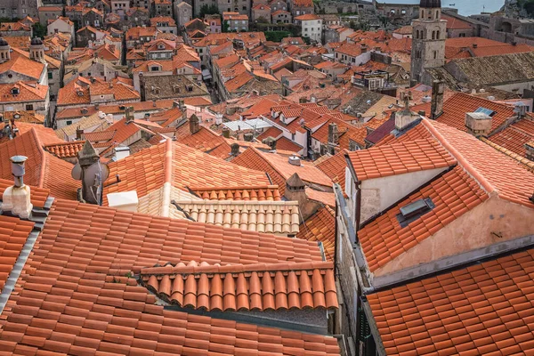 Close Dos Telhados Casas Antigas Dubrovnik Vista Partir Das Muralhas — Fotografia de Stock