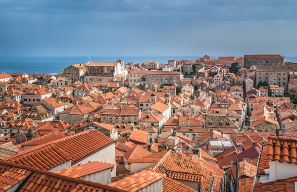 Weergave Van Oude Huizen Dubrovnik Gezien Vanaf Oude Stad Versterkte — Stockfoto