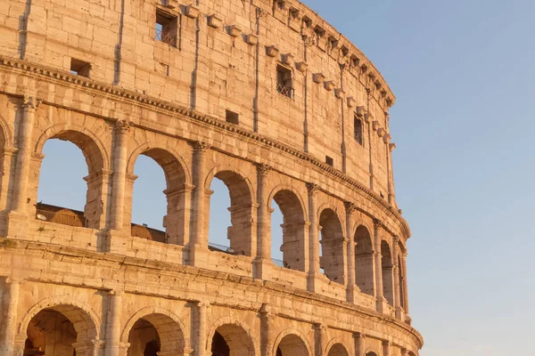 Colosseum Günbatımı Işık Roma Talya Metni Yatay Olarak Yer — Stok fotoğraf