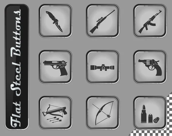 Weapon Vector Web Icons Flat Steel Buttons — Stock Photo, Image