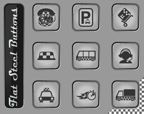 Taxi Services Vector Web Icons Flat Steel Buttons — Stock Photo, Image