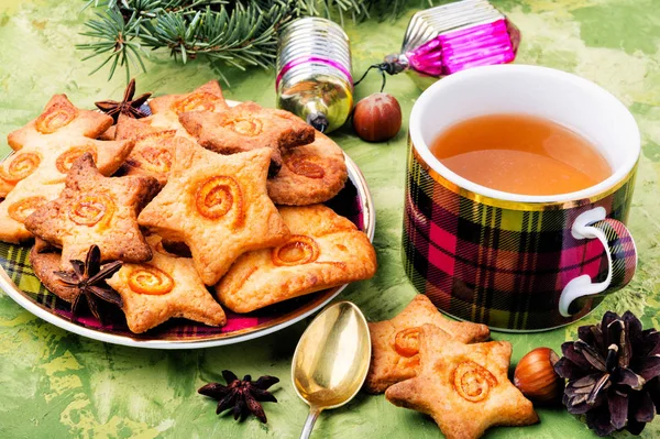 Асортимент Різдвяного Печива Прикрашеного Цукатими Апельсинами — стокове фото