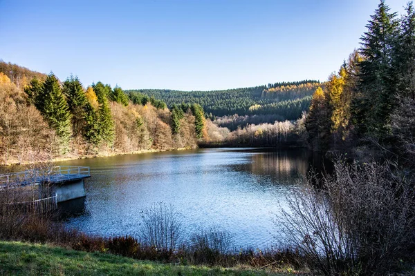 Obernauská Přehrada Podzim Siegerlandu — Stock fotografie