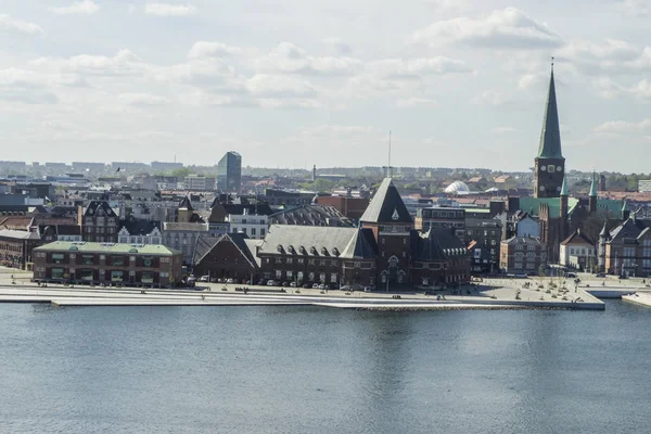 Mar Báltico Dinamarca Bahía Aarhus Con Arhus Havn Con Catedral —  Fotos de Stock