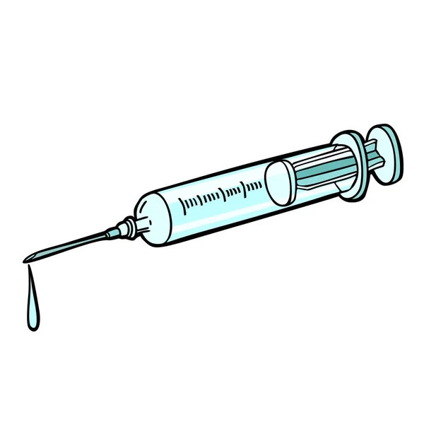 Syringe Isolated White Background Comic Cartoon Pop Art Retro Vector — Stock Photo, Image