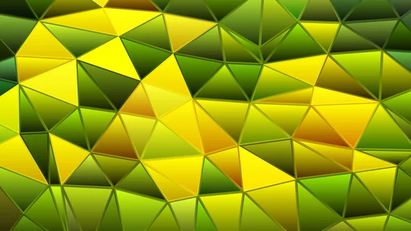 抽象ベクトルステンドグラス三角形モザイク背景 緑と黄色 — ストック写真