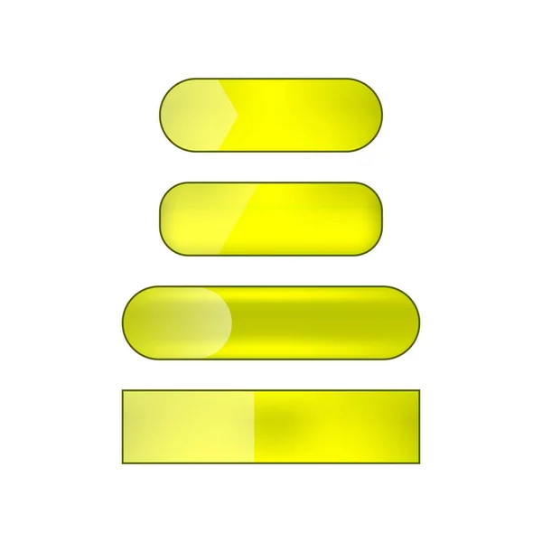 Vector Bright Glossy Web Buttons Set Green Yellow — Stock Photo, Image