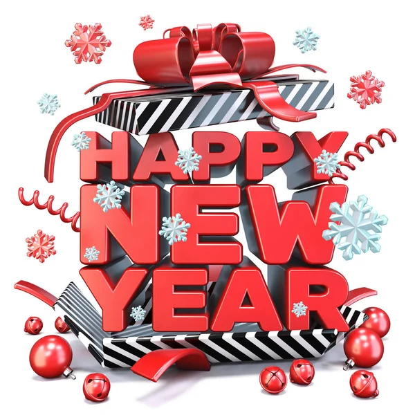 Beyaz Arka Plan Üzerinde Mutlu Yeni Yıl Tebrik Kartı Kavramı — Stok fotoğraf