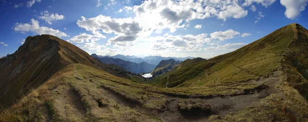 Vista Nebelhorn Para Altas Montanhas Vizinhas Allgu Alpes Austríacos — Fotografia de Stock