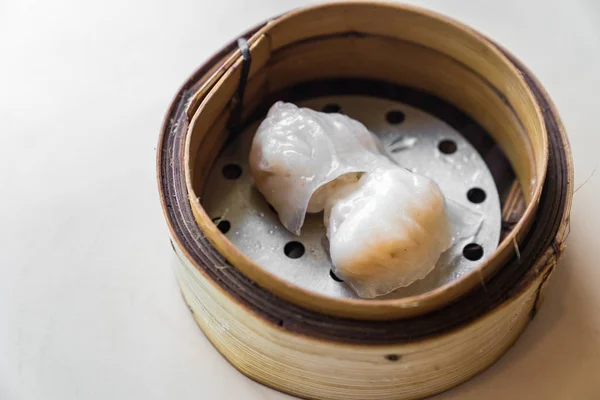 Čínské Knedlíčky Dim Sum Dřevěné Koše — Stock fotografie