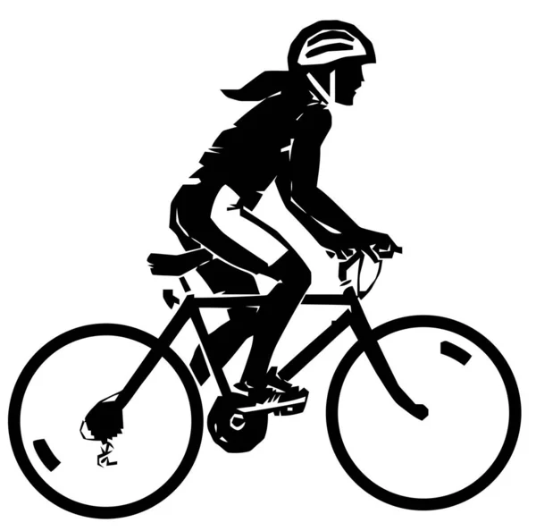 Fiets Fietsen Sport Oefening Helm Dame Silhouet Illustratie — Stockfoto