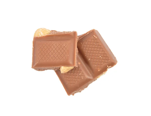 Chocolate Com Nozes Fundo Branco — Fotografia de Stock