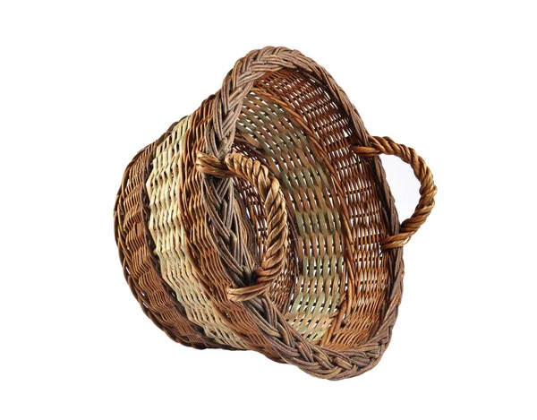 Wicker Basket White Background — Stock Photo, Image