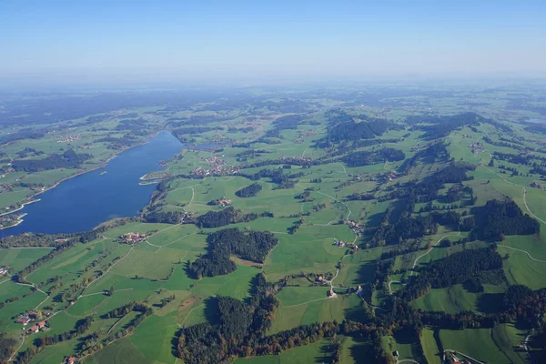 Vista Aérea Paisagem Allgu Entre Kempten Fssen — Fotografia de Stock