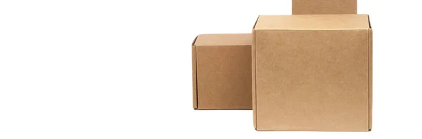 Cardboard Boxes Goods White Background Different Size Isolated White Background — Stock Photo, Image