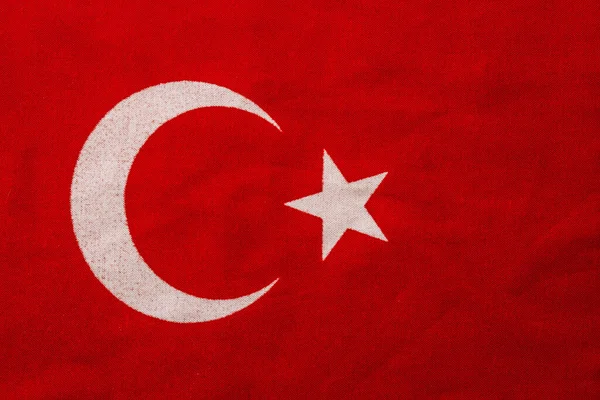 Κλείστε Την Προβολή Του Κόκκινο Τουρκική Σημαία Αστέρι Και Μισοφέγγαρο — Φωτογραφία Αρχείου