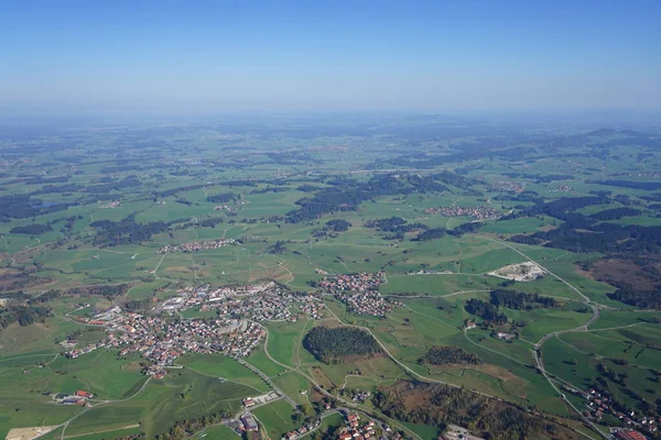 Vista Aérea Paisagem Allgu Entre Kempten Fssen — Fotografia de Stock