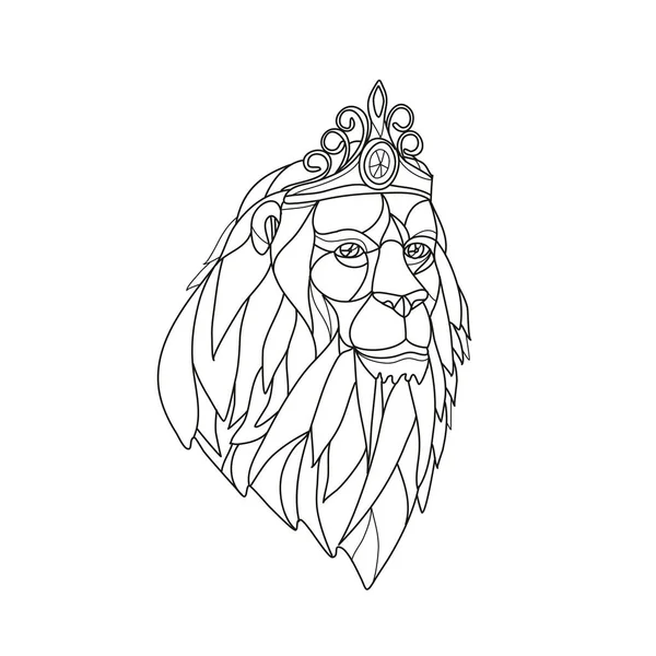 Mosaico Baixo Estilo Polígono Ilustração Leão Princesa Com Crina Grande — Fotografia de Stock