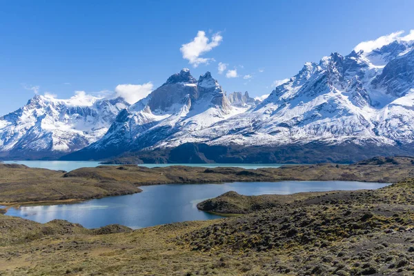 Vista Montanhas Lago Parque Nacional Torres Del Paine Chile — Fotografia de Stock