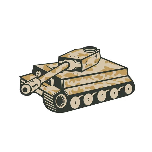 Retro Stil Illustration Des Deutschen Weltkriegs Zwei Getarnte Panzer Kampfpanzer — Stockfoto