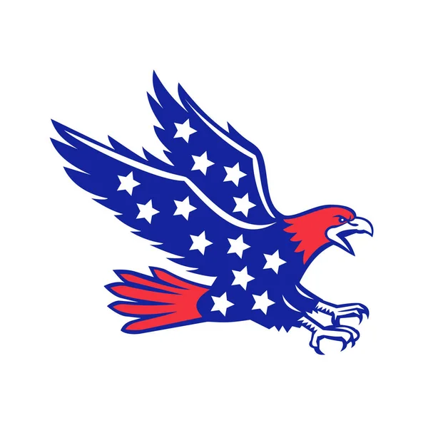 Icon Retro Style Illustration American Eagle Screaming Swooping Viewed Side — Stock Photo, Image