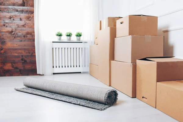 Concepto Movimiento Habitación Llena Cajas Cartón — Foto de Stock