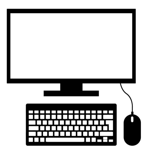 Computerbildschirm Maus Tastatur Büro Arbeit Silhouette Illustration — Stockfoto