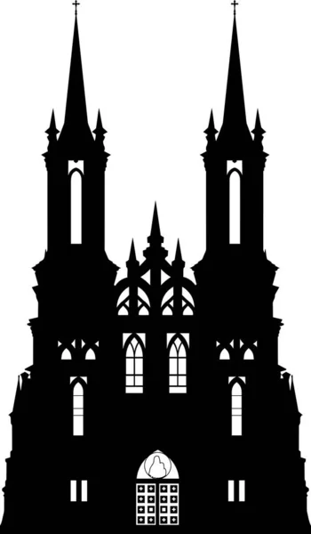 Église Gothique Tour Architecture Extérieure Silhouette Illustration — Photo