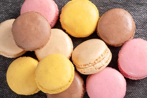 French Multicolored Macaroons Close — Stock Photo, Image