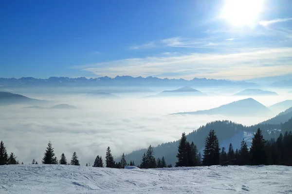 Зимовий Краєвид Лижному Порті Баварії — стокове фото