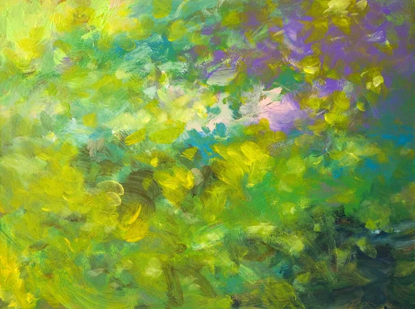 Hand Målade Impressionistiska Trädgård Landskap Målning Skiss Oljefärger Akryl Ombord — Stockfoto