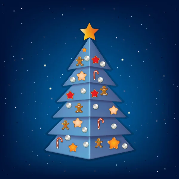 クリスマス ツリーや装飾品の青色の背景色 — ストック写真
