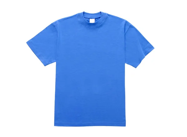Camisa Azul Isolado Frente Branco — Fotografia de Stock
