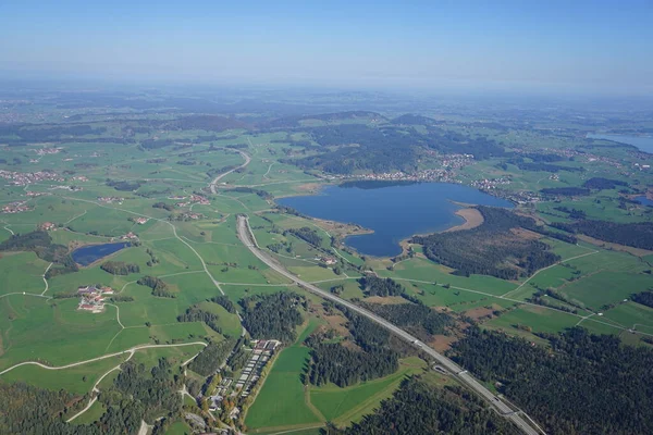 Vista Aérea Paisagem Allgu Entre Kempten Fssen — Fotografia de Stock