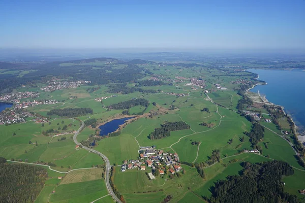 Vista Aérea Paisagem Allgu Entre Kempten Fssen — Fotografia de Stock