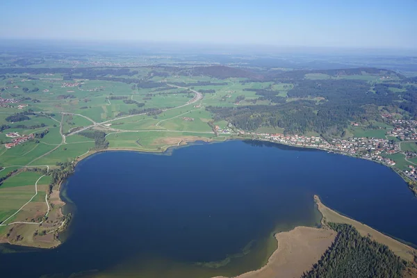 Luftaufnahme Der Landschaft Allgäu Zwischen Kempten Und Füssen — Stockfoto
