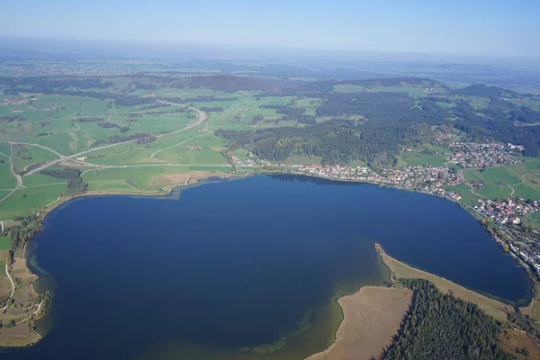 Luftaufnahme Der Landschaft Allgäu Zwischen Kempten Und Füssen — Stockfoto