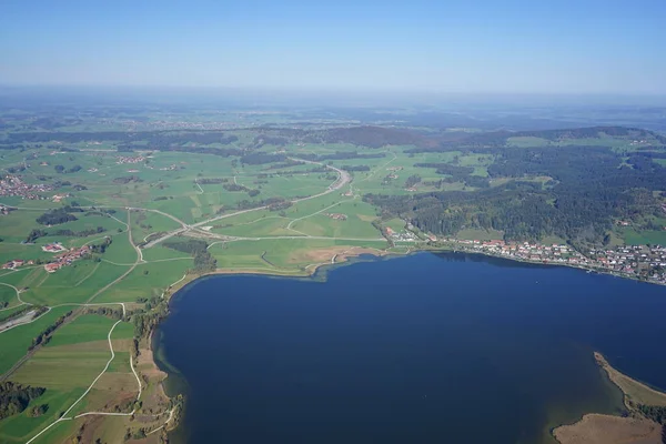 Vista Aérea Paisagem Allgu Entre Kempten Fssen — Fotografia de Stock