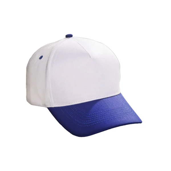 Casquette Baseball Blanc Bleu Isolé — Photo