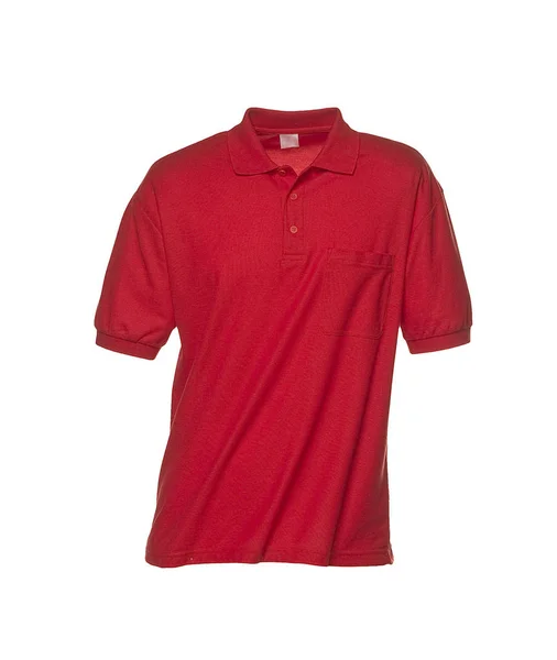Рубашка Поло Красный Изолированный Белом — стоковое фото