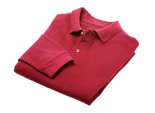 Длинный Рукав Рубашки Поло Красный Сложенный — стоковое фото