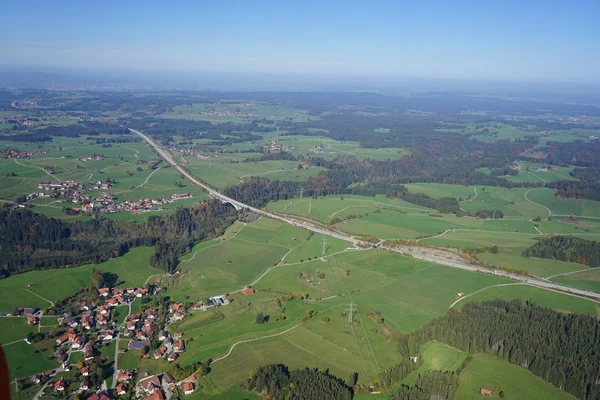 Vista Aérea Paisagem Allgu Entre Kempten Fssen — Fotografia de Stock