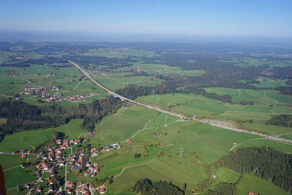 Vista Aérea Paisagem Allgu Entre Kempten Fssen — Fotografia de Stock