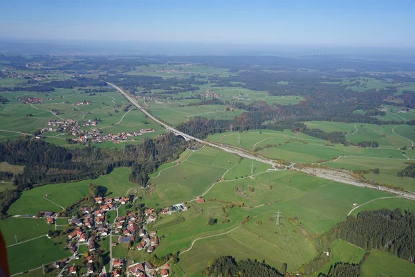 Vista Aérea Paisagem Allgu Entre Kempten Fssen — Fotografia de Stock
