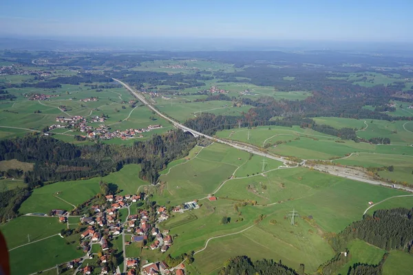 Luftaufnahme Der Landschaft Allgäu Zwischen Kempten Und Füssen — Stockfoto