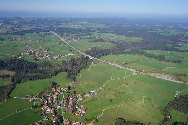 Vista Aérea Paisagem Allgu Entre Kempten Fssen — Fotografia de Stock