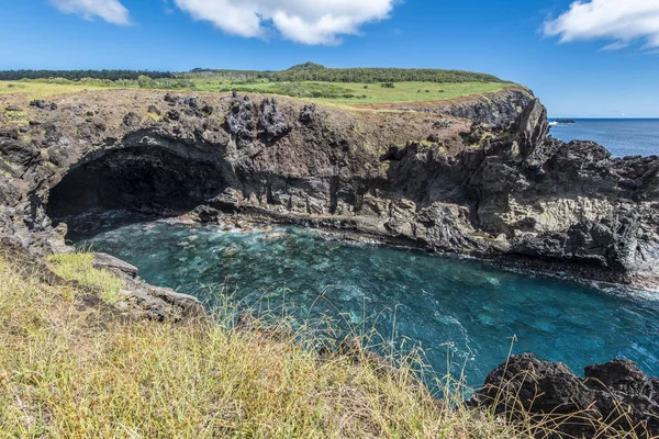 Grotte Origine Volcanique Près Baie Ana Kai Tangata — Photo