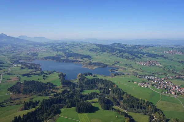 Vista Aérea Del Paisaje Allgu Entre Kempten Fssen —  Fotos de Stock