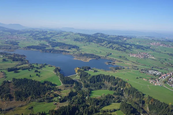 Vista Aérea Paisagem Allgu Entre Kempten Fssen — Fotografia de Stock