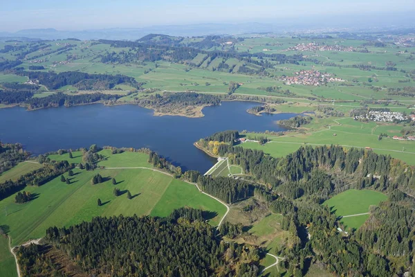 Vista Aérea Paisagem Allgu Entre Kempten Fssen — Fotografia de Stock